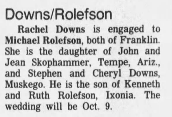 Marriage of Downs / Rolefson